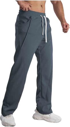 Generic Mens Gym Trousers Sports Casual Stretchable Trouser Elasticated Waisted Straight Leg Pants Athletic Outdoor Training Pant Breathable Tracksuit Bottoms