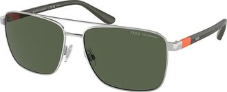 Polo Ralph Lauren PH3137 Polarized 90019A Mens Sunglasses Silver Size 59