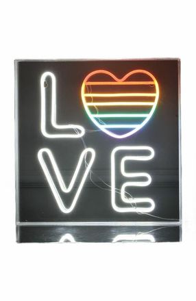 Jonathan Y Designs LOVE Square Contemporary Glam Acrylic Box USB Operated LED Neon Light in White/rainbow at Nordstrom