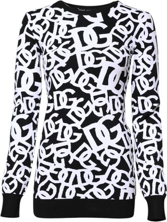 Dolce & Gabbana Black White Logo Print Women Pullover Womens Sweater