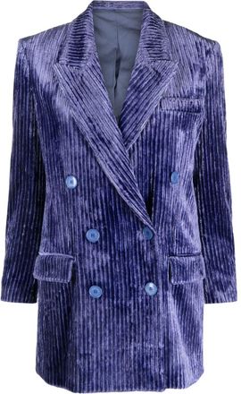 Isabel Marant Dita double-breasted corduroy blazer - women - Elastane/Cotton/Viscose/Viscose/Cotton - 36 - Purple