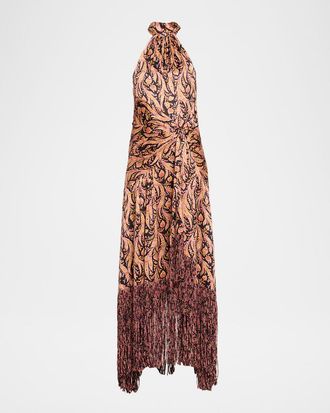 Cinq à Sept Teresa Charming Paisley Fringe Maxi Dress