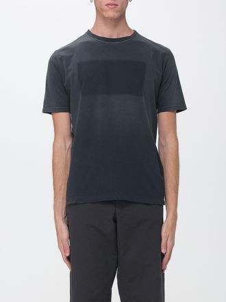 Maison Margiela T-shirt in cotone bicolore con stampa e four stitches