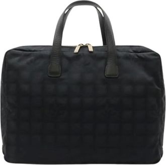 Chanel Pre-owned Weekend Bags, male, Black, Size: ONE SIZE Pre-owned New Travel Line Nylon Jacquard Briefcase