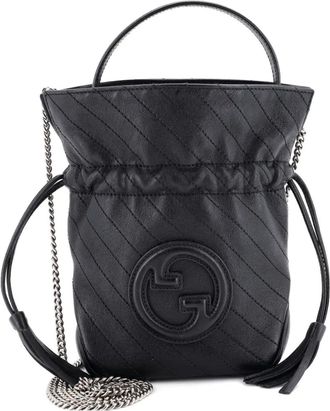 Gucci Borsa a secchiello Blondie NM mini in pelle trapuntata con motivo diagonale - Nero