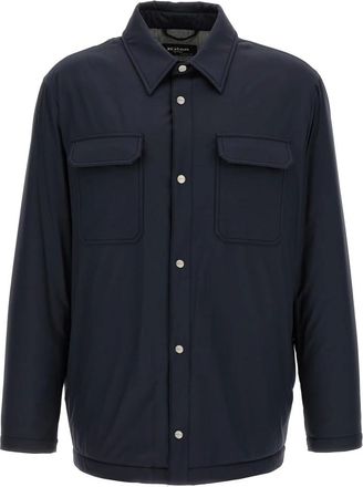 Kiton Jassen, Heren, Blauw, 2Xl, Polyester, Gewatteerd Overshirt