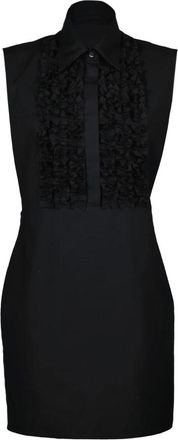 Moschino Short Dresses, female, Black, Size: S Black poplin dress with high neck