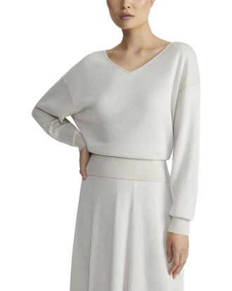 Lafayette 148 New York Voluminous Sleeve V-Neck Silk & Wool-Blend Sweater