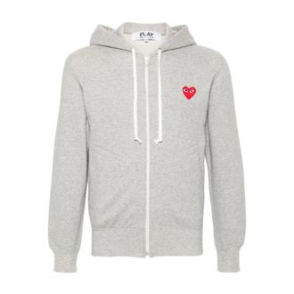 Comme Des Gar&ccedil;ons Zip-throughs, female, Gray, Size: XS Red Heart Zip Hoodie