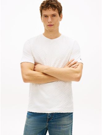 Tommy Hilfiger Mens Allover Flag Logo Jacquard T-Shirt - White - XL