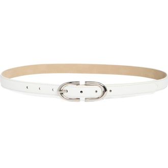 Vince Camuto Stitch Edge Skinny Belt in White Silver at Nordstrom Rack, Size X-Large