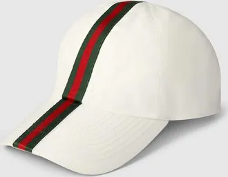 Gucci Cotton Baseball Hat With Web, Size XXS, Green, Cotton