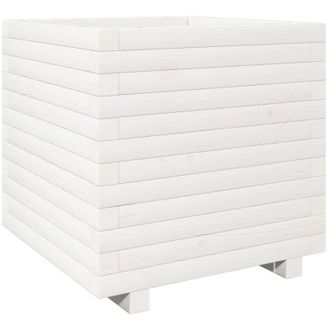 vidaXL Jardinera Madera Maciza De Pino Blanco 50x50x49,5 Cm Vidaxl