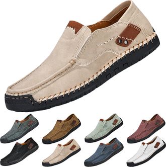 Generic Leather Moccasins Mens Shoes Mens Smart Casual Shoes Italian Loafers Fashion Slip On Leather Lounge Driving Loafers Business Dress Shoe Retro Style Ha