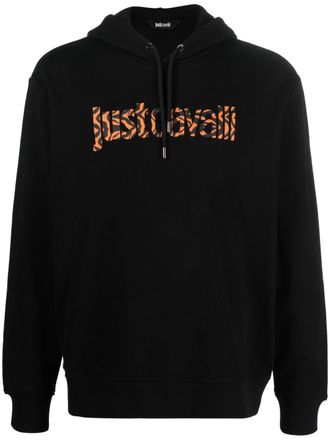 Just Cavalli logo-print cotton hoodie - Black
