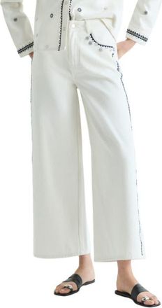 Scalpers Contrast embroidered jeans in Ecru at Nordstrom, Size 40 Eu