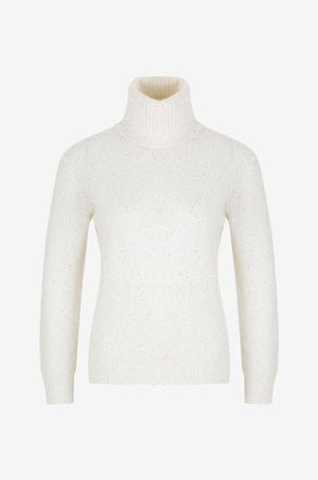 Fabiana Filippi Moosstrick-Rollkragenpullover mit Pailletten