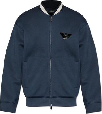 Emporio Armani Sweatshirts & Hoodies - Heren - Vesten met rits - Blauw - S - Leer - Hoodies & sweatvesten