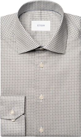 Eton Micro Print Slim Fit Signature Twill Overhemd - Heren - Zakelijke Overhemden - Grijs - 3XL - Katoen - Overhemden