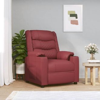 vidaXL Sill&oacute;n Reclinable De Cuero Sint&eacute;tico Rojo Tinto Vidaxl