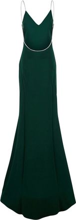 Tom Ford Womens Long Dress With Crystal Embroidery Green Acetate