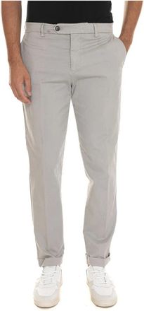 Berwich Op Maat Gemaakte Chino Broek met Omslagzoom - Heren - Slim Fit Broeken - Grijs - 3XL - Katoen - Broeken