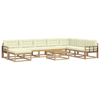 vidaXL Conjunto De Sof&aacute;s De Exterior 9 Uds. Blanco Y Crema Vidaxl