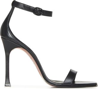 Amina Muaddi Schoenen, Dames, Zwart, 36 EU, Leer, Zwarte leren sandalen met metalen gesp
