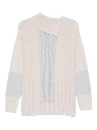 Lorena Antoniazzi Trui met chevron patroon - Beige