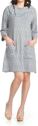 Papillon A-Line Sweater Dress With Pockets In White/blue Heathered