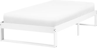 Beliani Cama Con Somier Estilo Minimalista De Madera De Pino 90 X 200 Cm Sin Cabecero Blanco Talairan