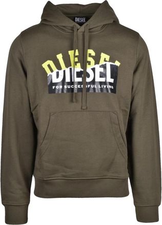 Diesel Hooded Sweatshirt - Heren - Hoodies - Groen - M - Katoen - Hoodies & sweatvesten