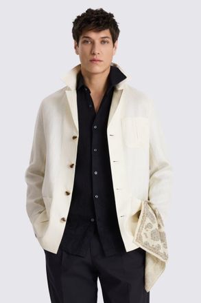 Moss Off-White Twill Linen Shacket