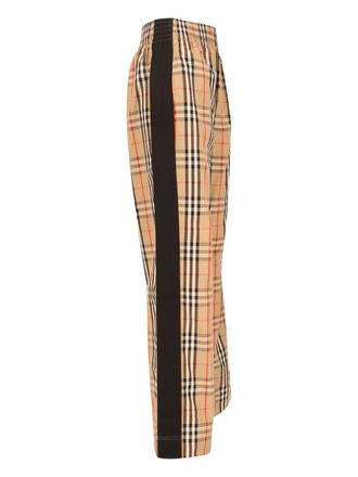 Burberry Check-Print Cotton Trousers - Beige