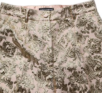 Dolce & Gabbana Womens Gold Jacquard Floral Lam&eacute; Trousers Polyester Nylon