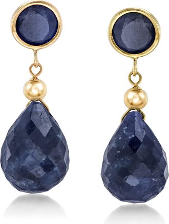 Ross-Simons Sapphire Drop Earrings in 14kt Yellow Gold