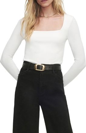 Favorite Daughter The Harvey Fitted Square Neck Rib Sweater in White at Nordstrom, Size X-Small
