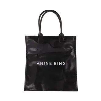 Anine Bing Tassen, Dames, Zwart, ONE Size, Katoen, Leo Canvas Tote