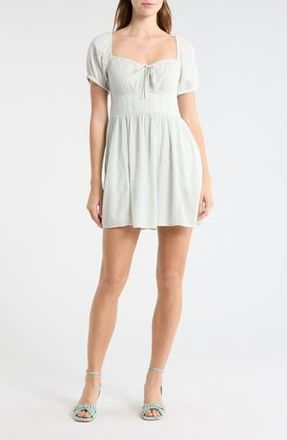 Abound Puff Sleeve Tie Front Minidress in Green Cloud at Nordstrom Rack, Size X-Small