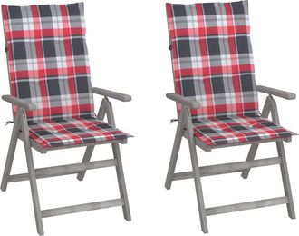 vidaXL Sillas Reclinables Jard&iacute;n Y Cojines 2 Uds Madera Maciza Acacia Vidaxl