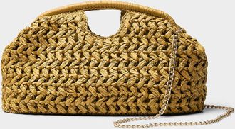 Simons Womens Braided paper straw XL clutch