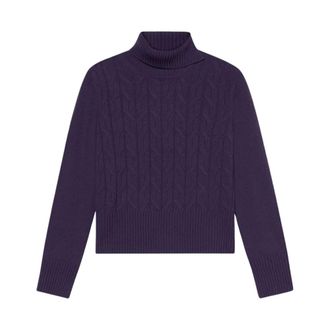 Brooks Brothers Kabelgebreide coltrui - Dames - Truien - Paars - Maat: XS Wol