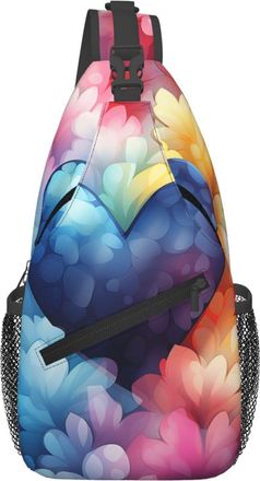 Generic Blue Love Heart Shoulder Bag Lightweight Cross Body Bag With Zipper Backpack For Sports Runner Traveling