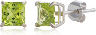 MAX + STONE 10k Yellow or White Gold 5mm Princess Cut Gemstone Stud Earrings