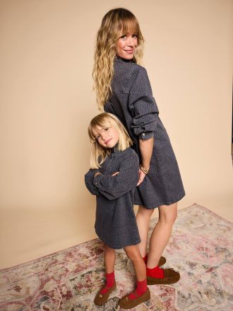 Envie de Fraise M&auml;dchen Kleid mit Leo-Print grauer denim