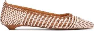 Kazar Gevlochten leren pumps met platte hak - Dames - Ballerinas - Bruin - 39 EU - Leer - Schoenen