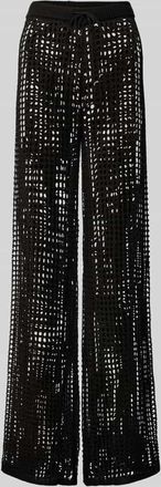 Guess Wide Leg H&auml;kelhose mit Lochmuster in Black, Gr&ouml;&szlig;e XL