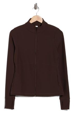 Zella Perform Rib Jacket in Brown Mole at Nordstrom Rack, Size X-Large