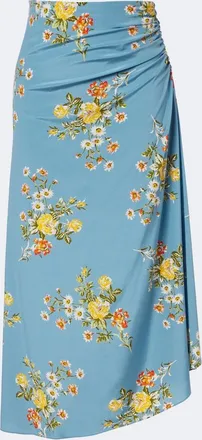Veronica Beard Limani ruched floral silk-blend midi skirt
