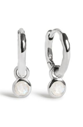 Monica Vinader Birthstone Huggie Hoop Earrings in Sterling Silver/moon at Nordstrom